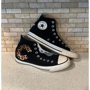 Black High Top converses cheetah C women’s size 9 SH1